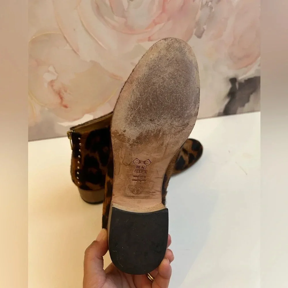 ! BEAU COOPS genuine hide hair animal print booties boots